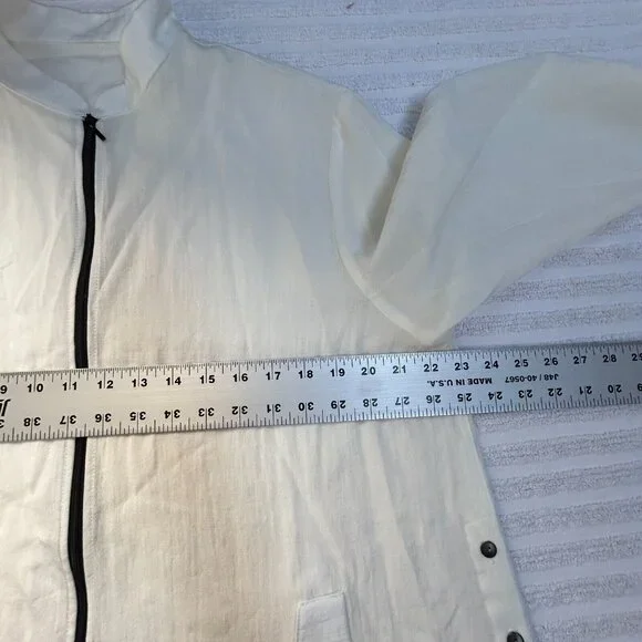 Fridaze Linen Redefined Mandarin Collar Side Button Zippered Tunic Size XL White - Picture 6 of 9